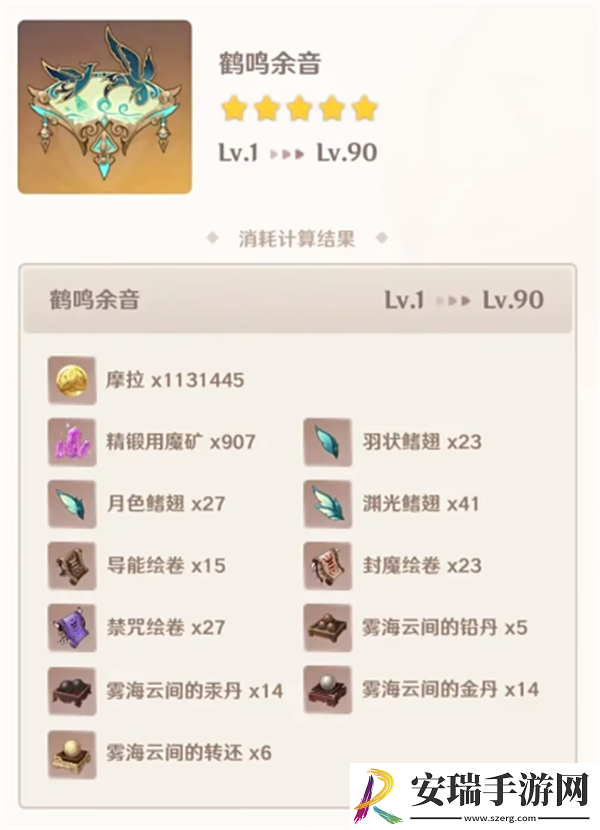 原神4.4闲云专武突破材料是什么