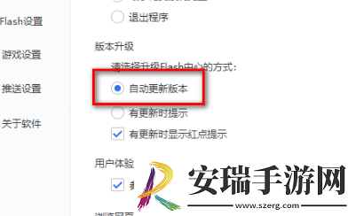 flash中心怎么设置自动更新版本