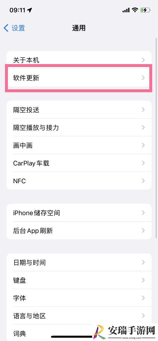 苹果14pro自动更新在哪关