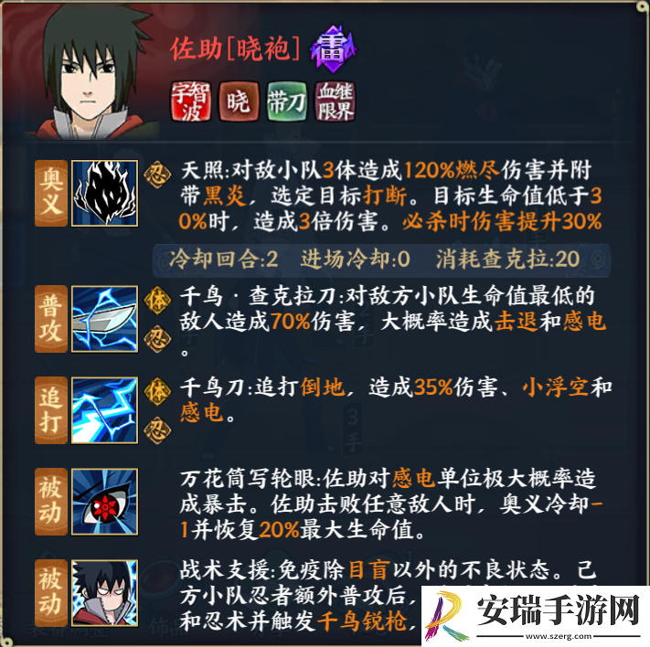火影忍者宇智波佐助技能解析和阵容推荐