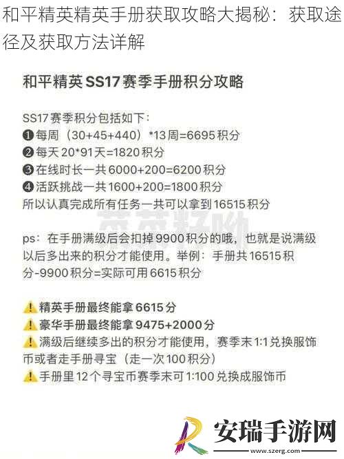 和平精英精英手册获取攻略大揭秘