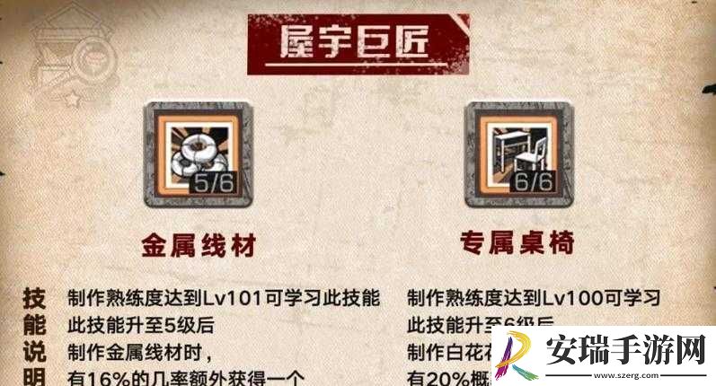 明日之后高级家具专家技能加点攻略