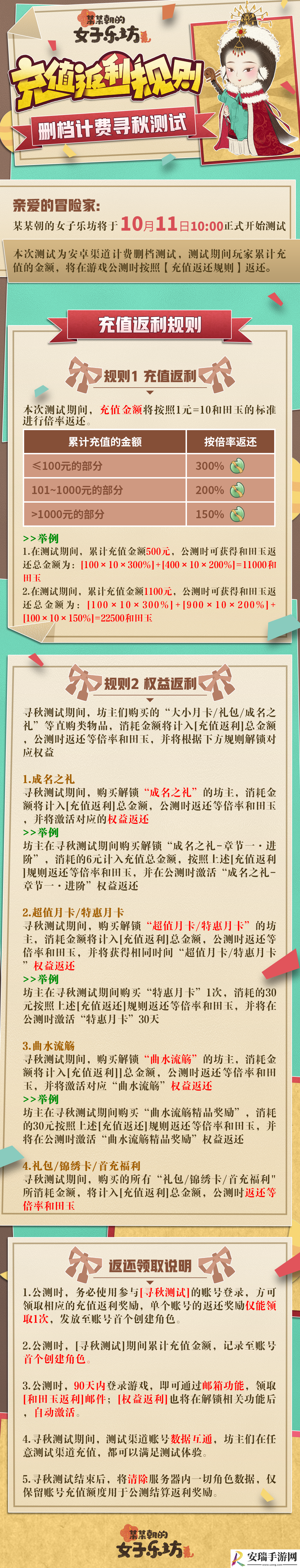 某某朝的女子乐坊寻秋测试充值怎么返还