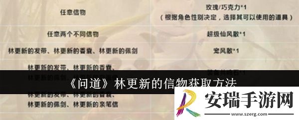 问道林更新的信物怎么获取