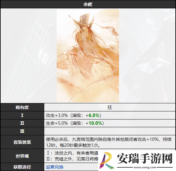 无期迷途余晖烙印有什么属性