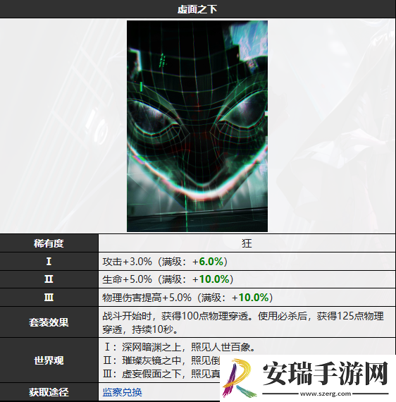 无期迷途虚面之下烙印有什么属性