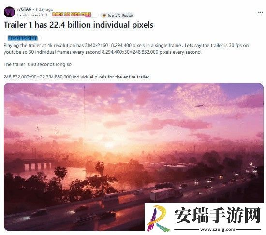 玩家算出GTA6预告有224亿个像素点