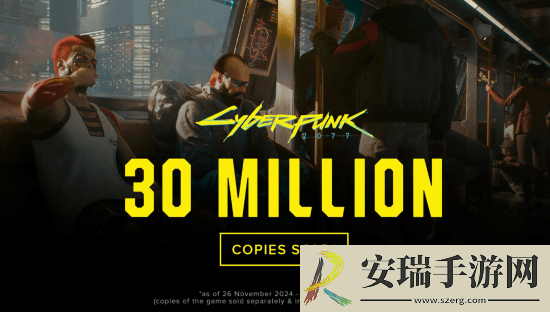 赛博朋克2077销量突破3000万份！跻身游戏史上销量前20!