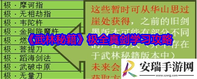 武林秘籍极全真剑怎么学习