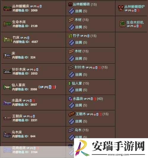泰拉瑞亚打造你的专属休憩之地——床的合成秘籍