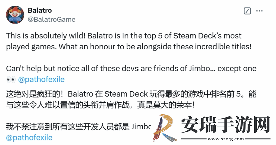 小丑牌登顶SteamDeck游玩榜
