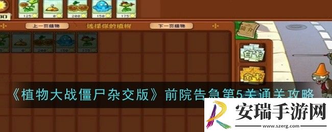 植物大战僵尸杂交版前院告急第5关怎么通关
